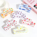 Fashionable Plastic Fruit Printed Hair Claws Sweet Strawberry Watermelon Design Square Versatile Gripper Shark Clip for Women