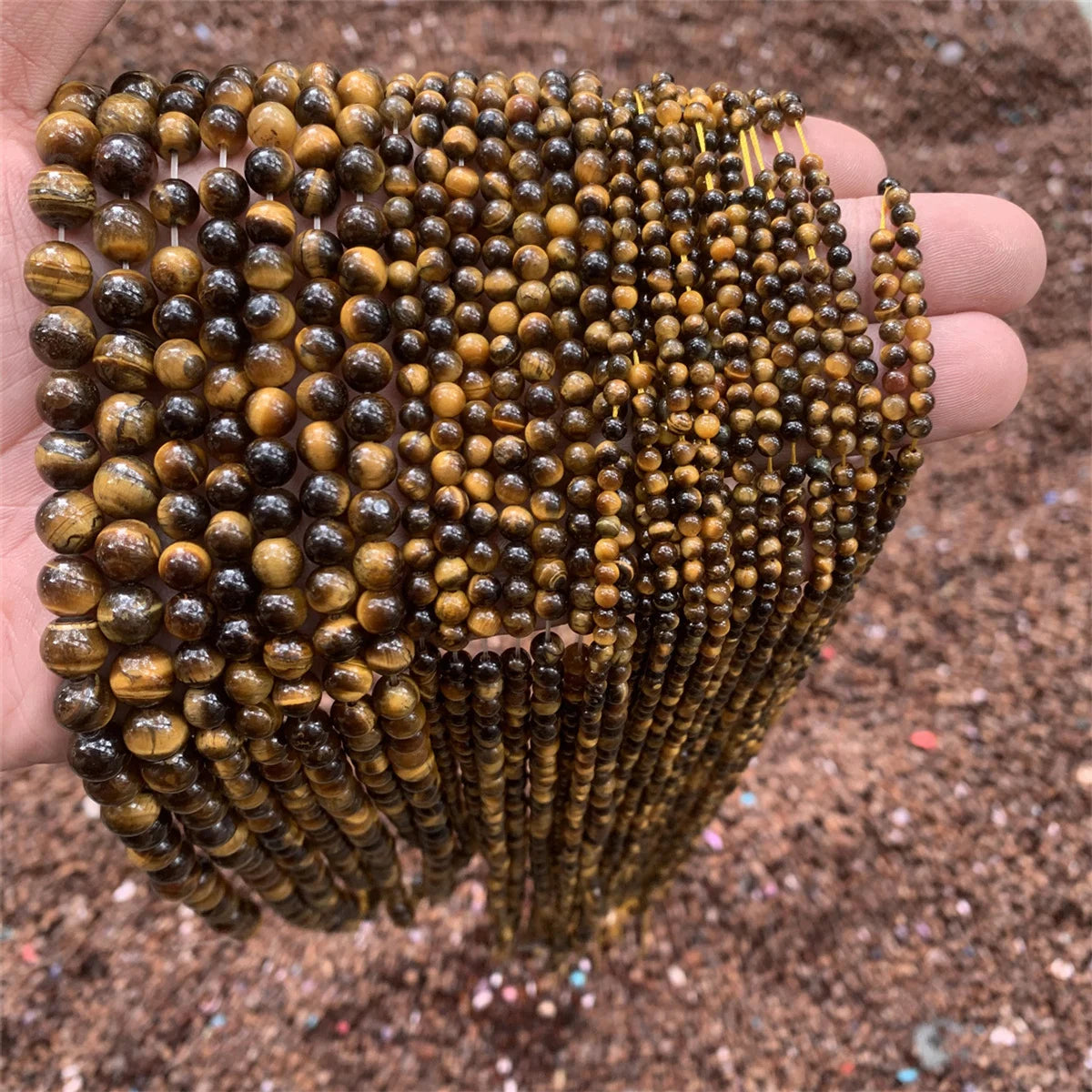 44-46 Beads/ Strand Natural AB+ Grade 4/6/8mm Tiger Eye Loose Gemstones Premium Stone for DIY Jewelry Making