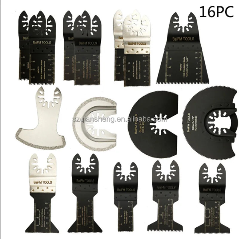 16Pcs Oscillating Saw Blades Wood Metal Universal Multitool Accessories Kit