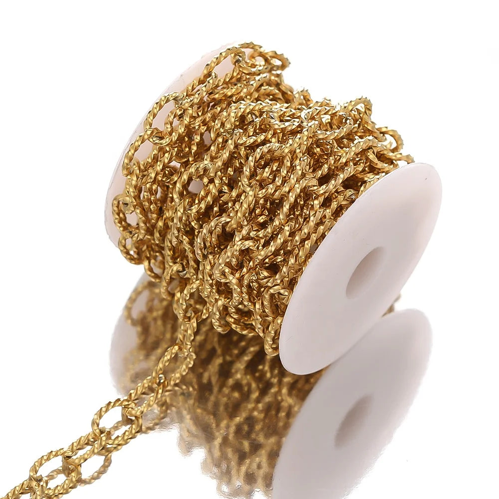 Stainless Steel 10mm Twisted Oval Twisted Rope Chains for DIY Jewelry Making Accessories Necklace Bracelet Components