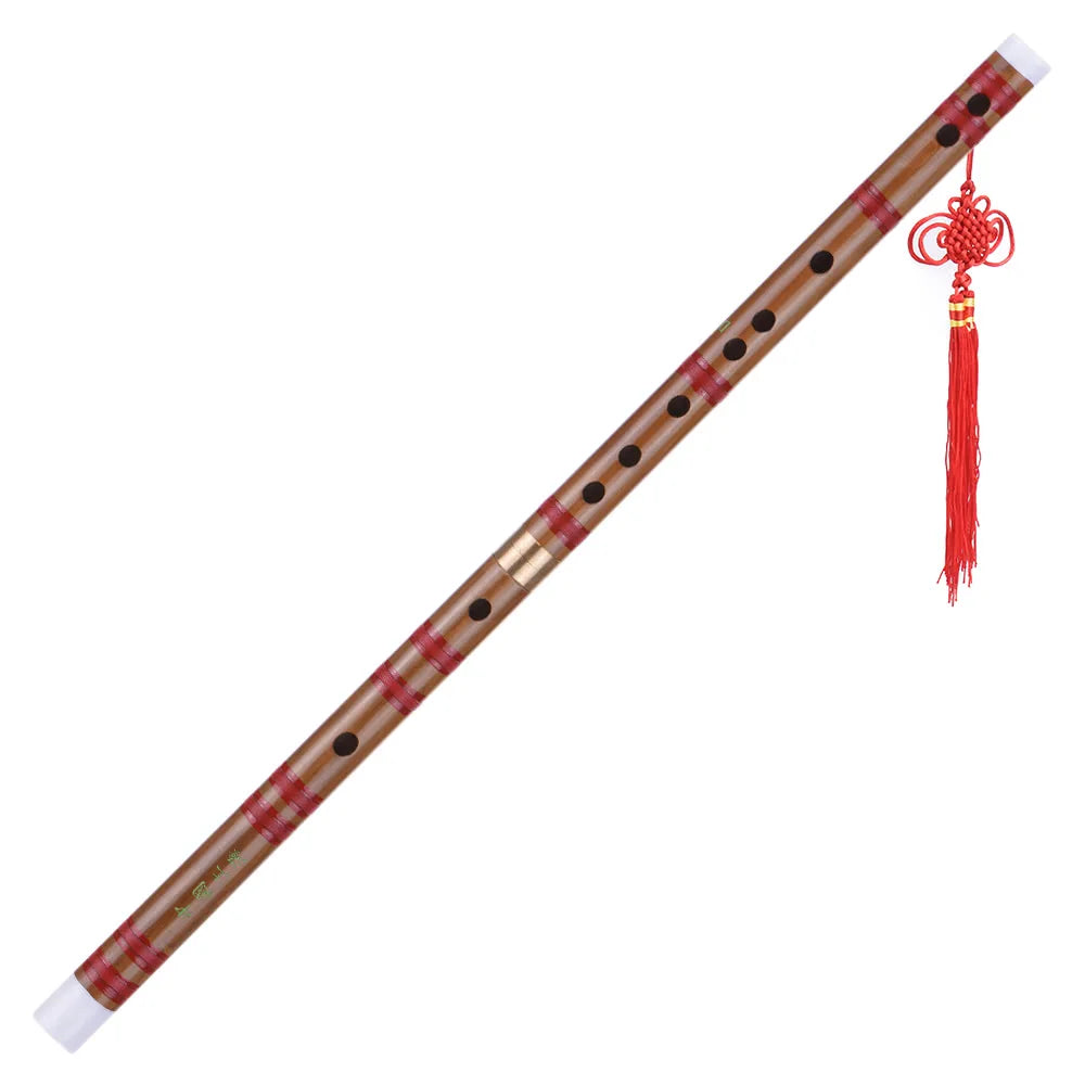 Pluggable Bitter Bamboo Flute Dizi Traditional Handmade Chinese Musical Woodwind Instrument Key of D Study Level Professional Pe
