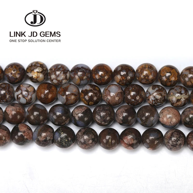 Colorful Unique Natural Opal Round Gemstone Size 4 6 8mm Pick Size Brown Color Opal Stone DIY Beads for Men Bracelet Jewelry Mak