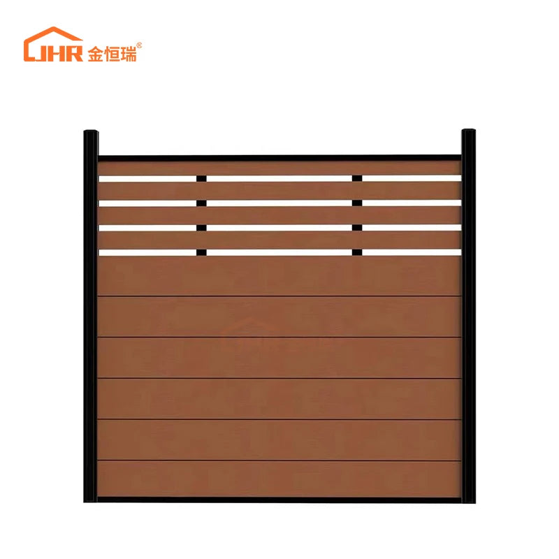 JHR Garden Fence Panels Outdoor Composite Fencing Post Boards Wood Grain Wall Fencing