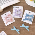 Wholesale 2PCs/set Fabric Korean Hair Clips Kids Girls Women Fashion Solid Color Bow Hairpin Set