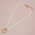 Go2boho Big Gold Plated Heart Charm Pendant Heishi Beed Necklaces for Women Summer Holiday Gift Boho Jewelry