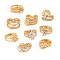 New Arrival Niche Design Stainless Steel 18k Gold Plated Geometric Zircon Inlay Flower Rings for Women Waterproof Jewelry