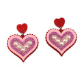 ERS041BER1320 Good Quality Valentine Handmade Gift for Women Vintage Pearl Acrylic Heart Earrings