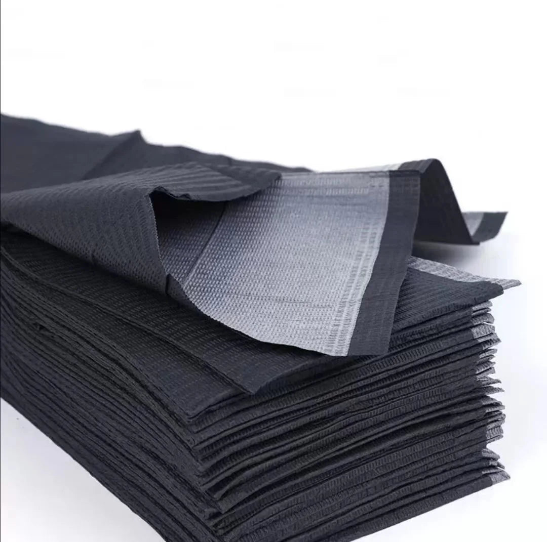 Customized logo NEW PRODUCT Waterproof Dental Bibs Medical Black Disposable Dental Apron Three Ply 13*18"