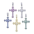 High Quality Cross Pendant Necklace Set White Green Red Blue Zircon New Hip Hop Necklace Jewelry