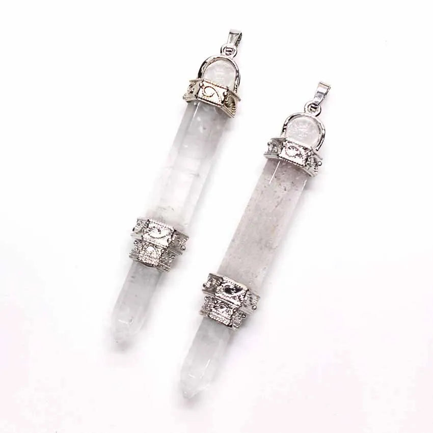 DIY Good Quality Crystal Pencil Shape Clear Quartz Pendant Wholesale Gemstone Pendants Healing Crystal Pendant