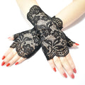 MIO Fashion Fingerless Gloves Black Lace Floral Sleeve Bridal Gloves Women Short Mittens for Party Driving Wedding Opera