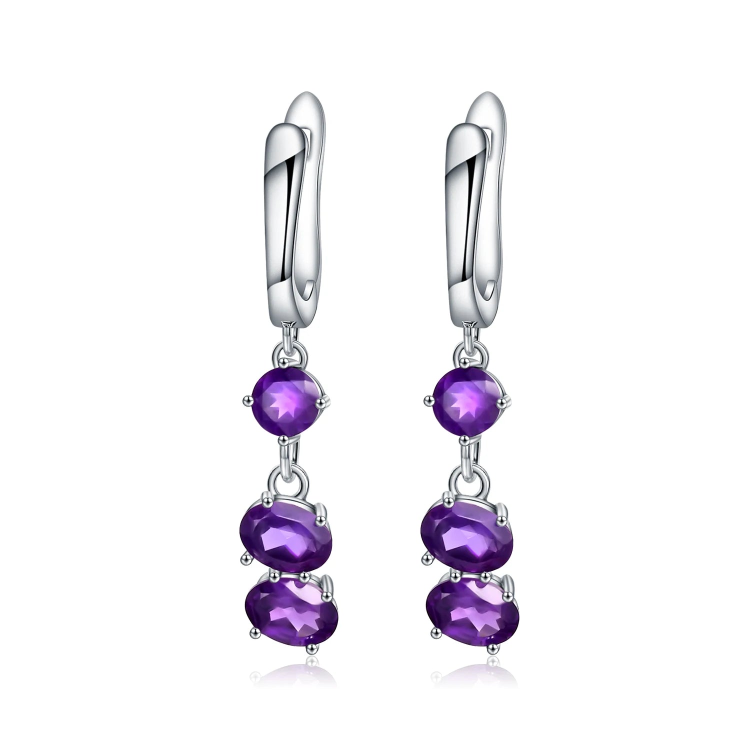 A185 Abiding Classic Natural Amethyst Romantic Drop Earrings 925 Sterling Silver Modern Earrings for Women Wedding Jewelry