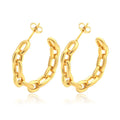 Vintage 18k Gold Anti-tarnish Stainless Steel Hollow Link Chain C Hoop Earrings for Women Geometric Jewelry