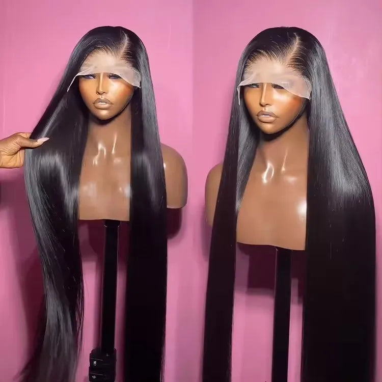 13x4 Raw Indian Lace Frontal Human Hair Wig 180% Transparent HD Lace Front Wigs Brazilian Bone Straight Wig for Black Women