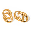 Modern Trendy 18K Gold Stainless Steel O-Shaped Stud Earrings Personalized Wrapped Jewelry for Gift