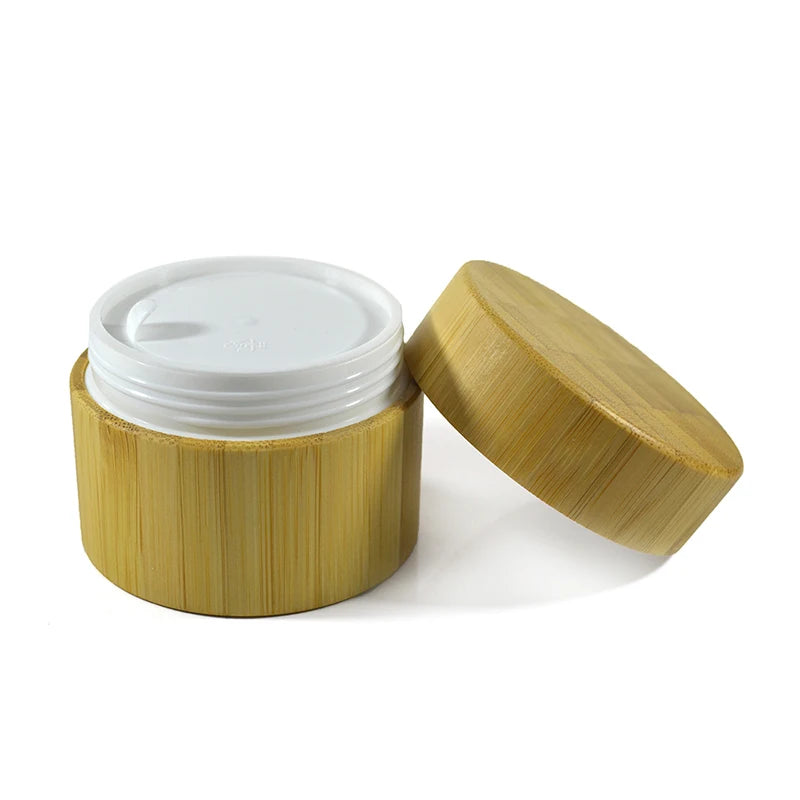 100ml Capacity Empty Environmental Cream Cosmetic Jar Bamboo Wooden Container PP Base Screw Available 5g 15g 30g 50g 150g Sizes