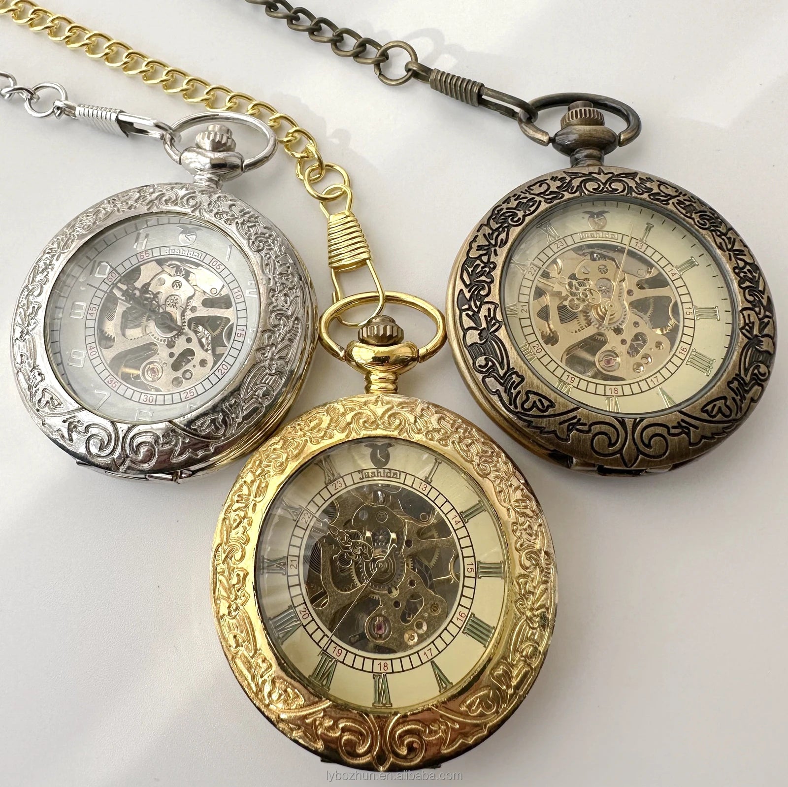 Antique Skeleton Hollow Mechanical Watches Hand Winding Mechanical Pocket Watches