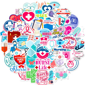 50PCS Medical Theme Health Happy Doctor Day Thank You Decals Nurse Sticker