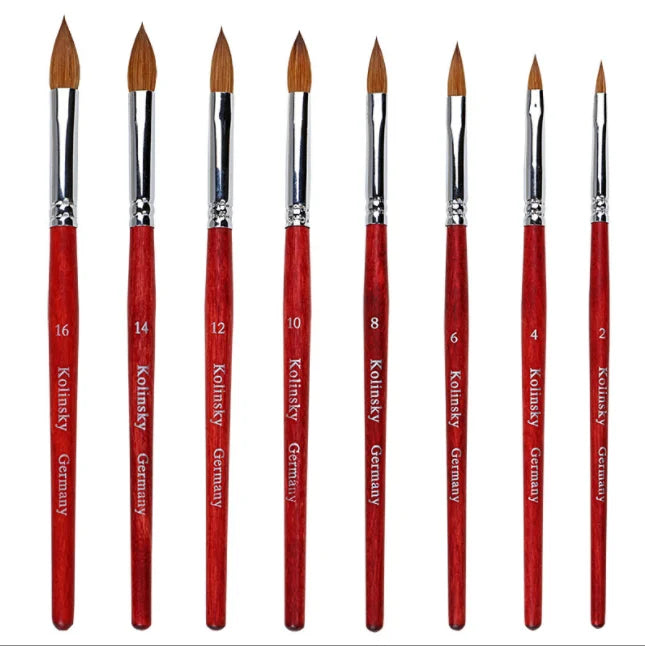 Professional Wood Handle Thick Kolinsky Acrylic Gel Nail Art Brush Set With Different Sizes