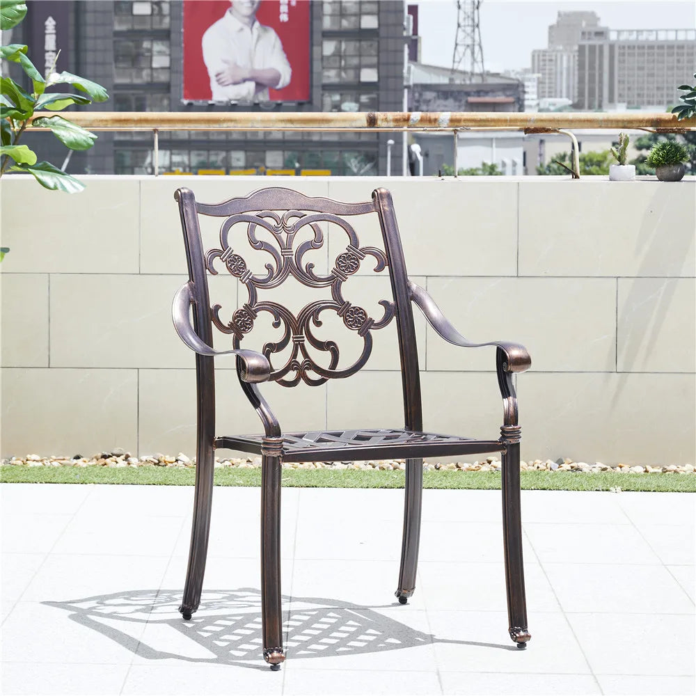 CHOUVANT Modern Style Aluminum Cast Dining Chair for Home & Hotel Use Outdoor Dining Room Furniture