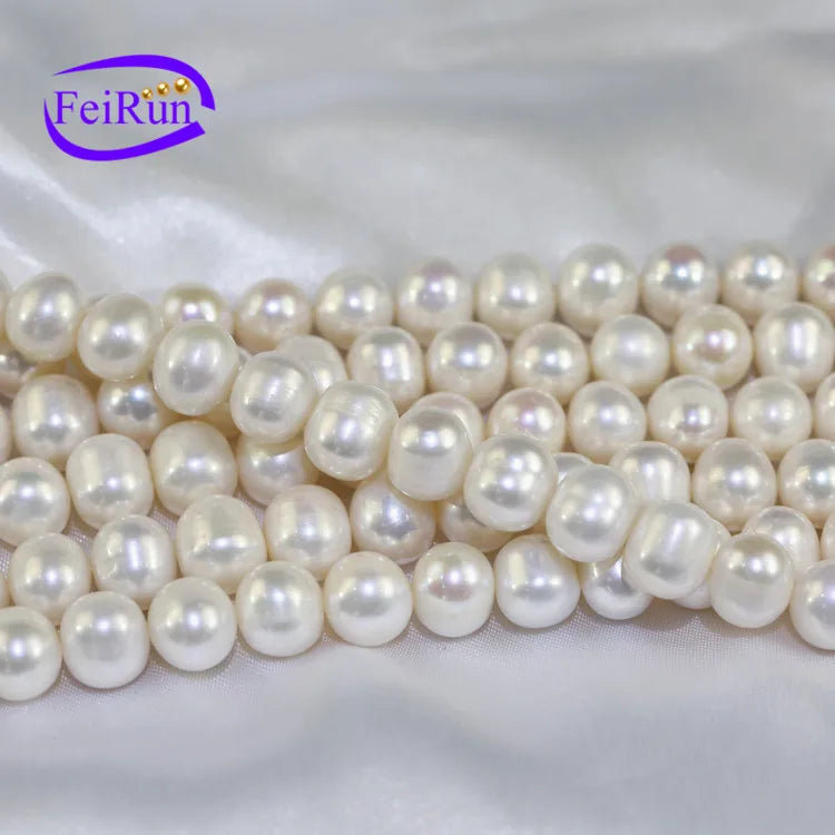 FEIRUN 11-12mm AA Potato Wholesale Loose Round White Freshwater Pearl for Jewelry MegaBDM