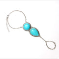 Ring Bracelet Hand Chain Anklet Turquoise Slave Stone Finger Ringdainty Silver Vintage Flower for Women and Girls Zinc Alloy 8MM
