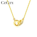 CZCITY 925 Silver Gold Plated Chain Pendant 14K Cute Charm Elegant Designer Fashion Jewelry Trending Woman Necklace