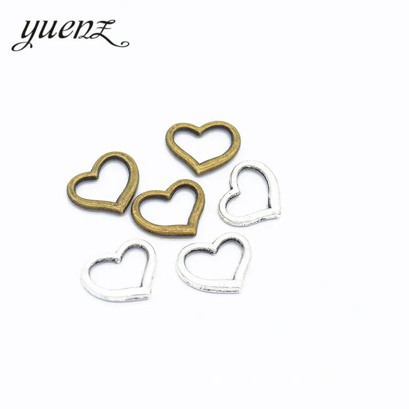 YuenZ 2 Colors Antique Silver Plated Hearts Charm Pendants for Bracelet Jewelry Accessories Making 12*15mm A55