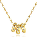 Daidan Three Rings 18K Gold Plated Pendant Trendy Sterling Silver Ladies Delicate and Minimalist Cubic Zirconia Necklace