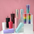 New 710ml Double-Layer Plastic Straw Tumbler Creative Fashion Water Cup with Lid Multi-Color Custom Logo  Corn Cup for Students