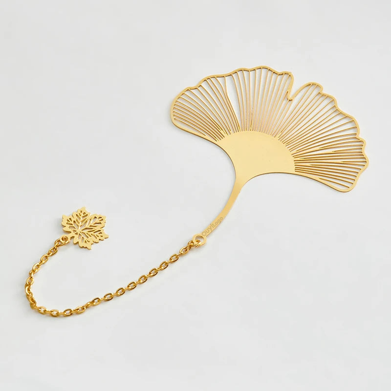 Exquisite Clover Gold Brass Leaf Metal Bookmark with Tassel Custom Silk Screen Printed Bookmarks As a Great Gift for Books