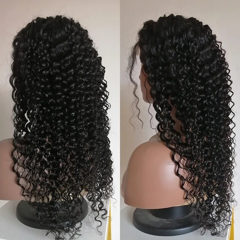 HD Lace Full Virgin Brazilian Human Hair Wigs Deep Wave Curly Transparent Lace Front Human Hair Wigs for Black Women
