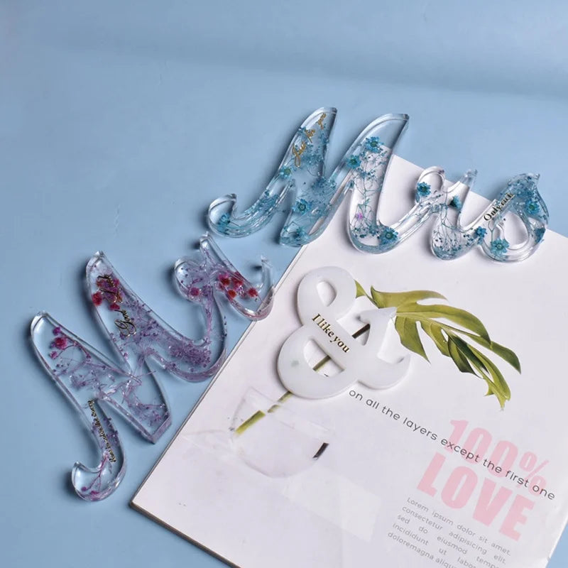 Alphabet Letter Resin Mold Silicone Mr & Mrs Mold for Resin Wedding Decoration
