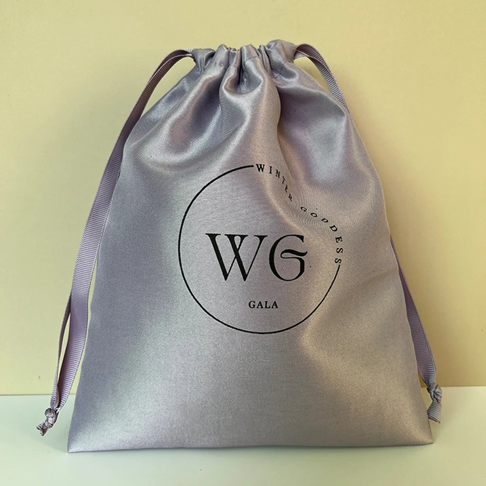Custom Printed Embossed Logo Colorful Wigs Storage Bags Hair Draw String Household Customizable Size Satin Silk OEM 10 Years
