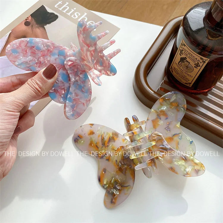Korean Fashion Butterfly Acetate Hair Claws Acetic Acid Hair Grip Horse Tail Vertical Big Hair Clip
