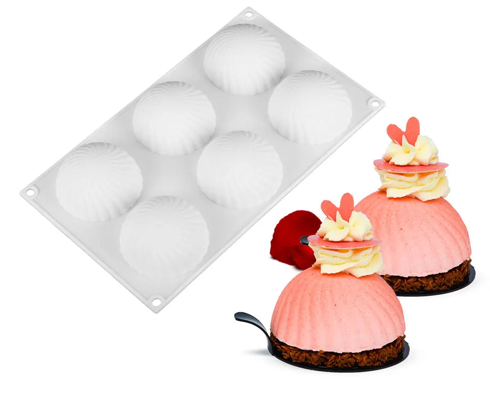 6 Cavity Round Wave Silicon Cake Mold Fruit Mousse Cake Mold Handmade Soap Diy Silicone Pastry Mold for Baking Mousse Cake