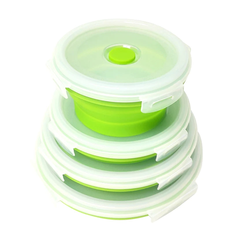 Fiambrera De Silicona Portable 4 Pcs Collapsible Food Storage Collapsible Storage Containers Silicone Baby Food Container