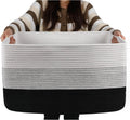 70L Large Eco-friendly Foldable Cotton Rope Woven Storage Basket with Handle in White Grey Black Brown
