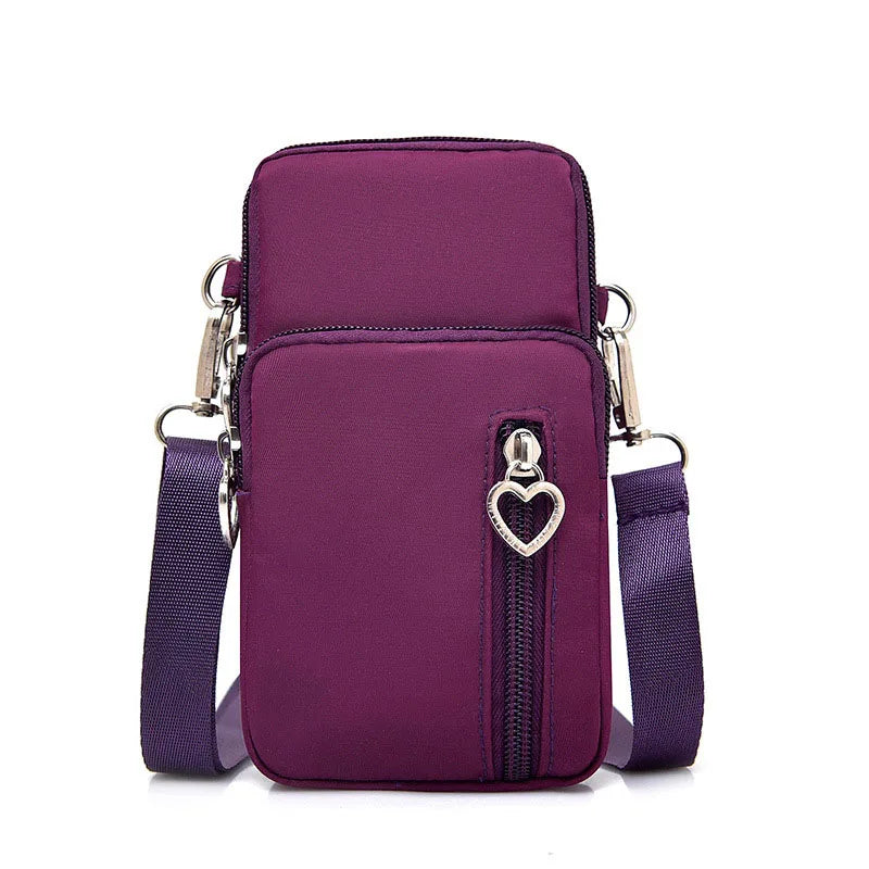 Women Men Nylon Hanging Hand Mini Mobile Phone Bag for Sports