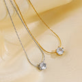 Stainless Steel 6-claw Diamond Pendant Necklace Waterproof Hypoallergenic Jewelry for Women