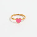 High End 18K PVD Gold Plated Plain Gold Pink Heart Stainless Steel Rings  Fashion Jewelry