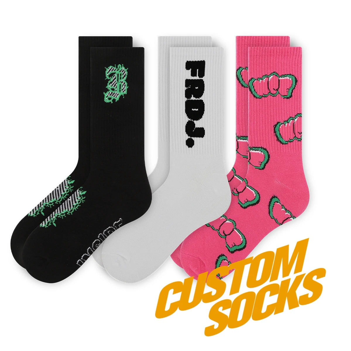 FREE DESIGN & MOCKUP Design Your Own Customizable Socks Custom Made Sock Manufacturer Custom logo Unisex Socks