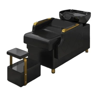 SW Commercial Modern Stainless Steel Shampoo Bed for Hair Salon Barber Shop Hotel & Hospital Use with Black Basin