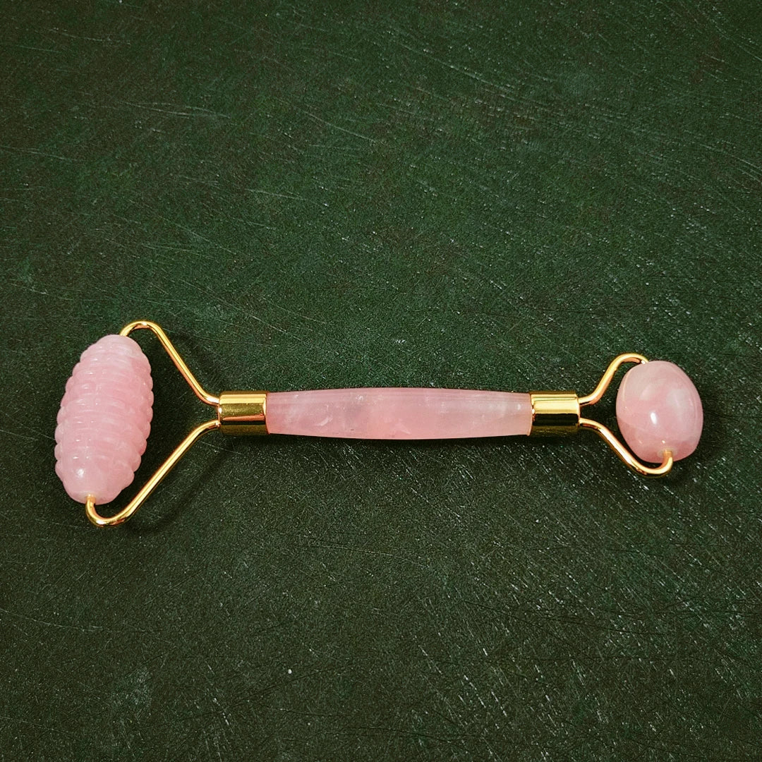 Huiying Natural Jade Rose Quartz Roller Reduce Wrinkles Aging Jade Stone Facial Spiky Head Roller