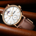 Mark Fairwhale 2023 Business Men Watches Brand Leather Waterproof Sport Quartz Chronograph Watch Men Clock