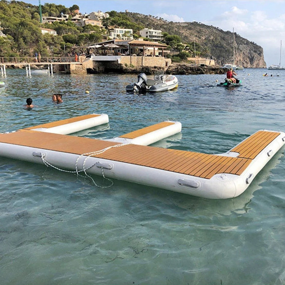 Customize Floating Pontoon Boat Jet Ski Platform Inflatable Floating Jet Ski Dock Inflatable Ponton Floating Bock