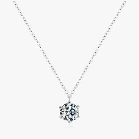925 Sterling Silver Sparkling Round 1CT Ten Hearts Zirconia Pendant Necklaces Classic Wedding Jewelry for Women