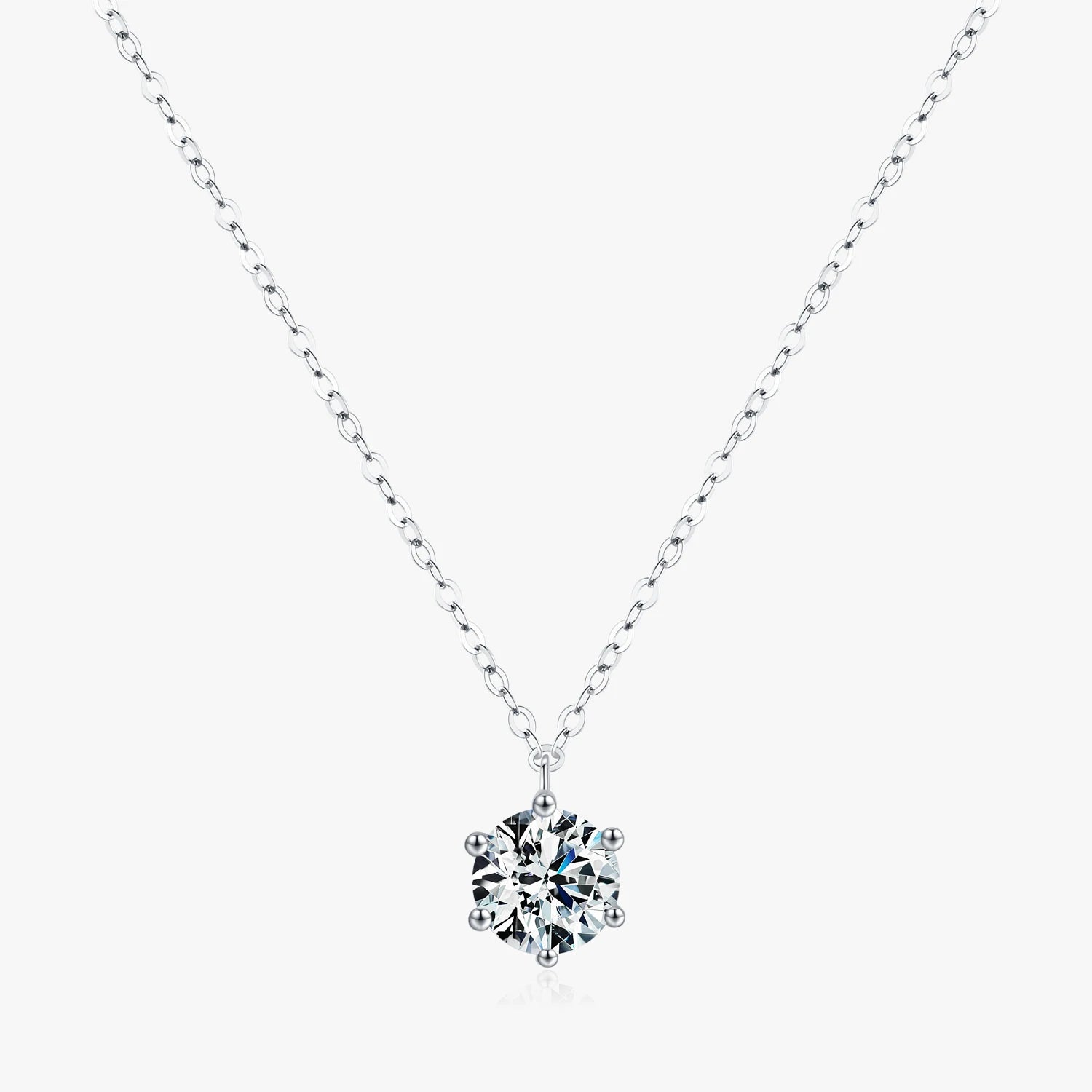 925 Sterling Silver Sparkling Round 1CT Ten Hearts Zirconia Pendant Necklaces Classic Wedding Jewelry for Women