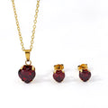 Custom Stainless Steel 18K Gold Plated Waterproof Claw Setting Heart 3A Cubic Zirconia Necklace Earrings Jewelry Set  for Woman