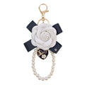 Fashion Designer Car Key Chain Bag Keyring Charm Pendant Pearl Chain Leather Luxury Keychain
